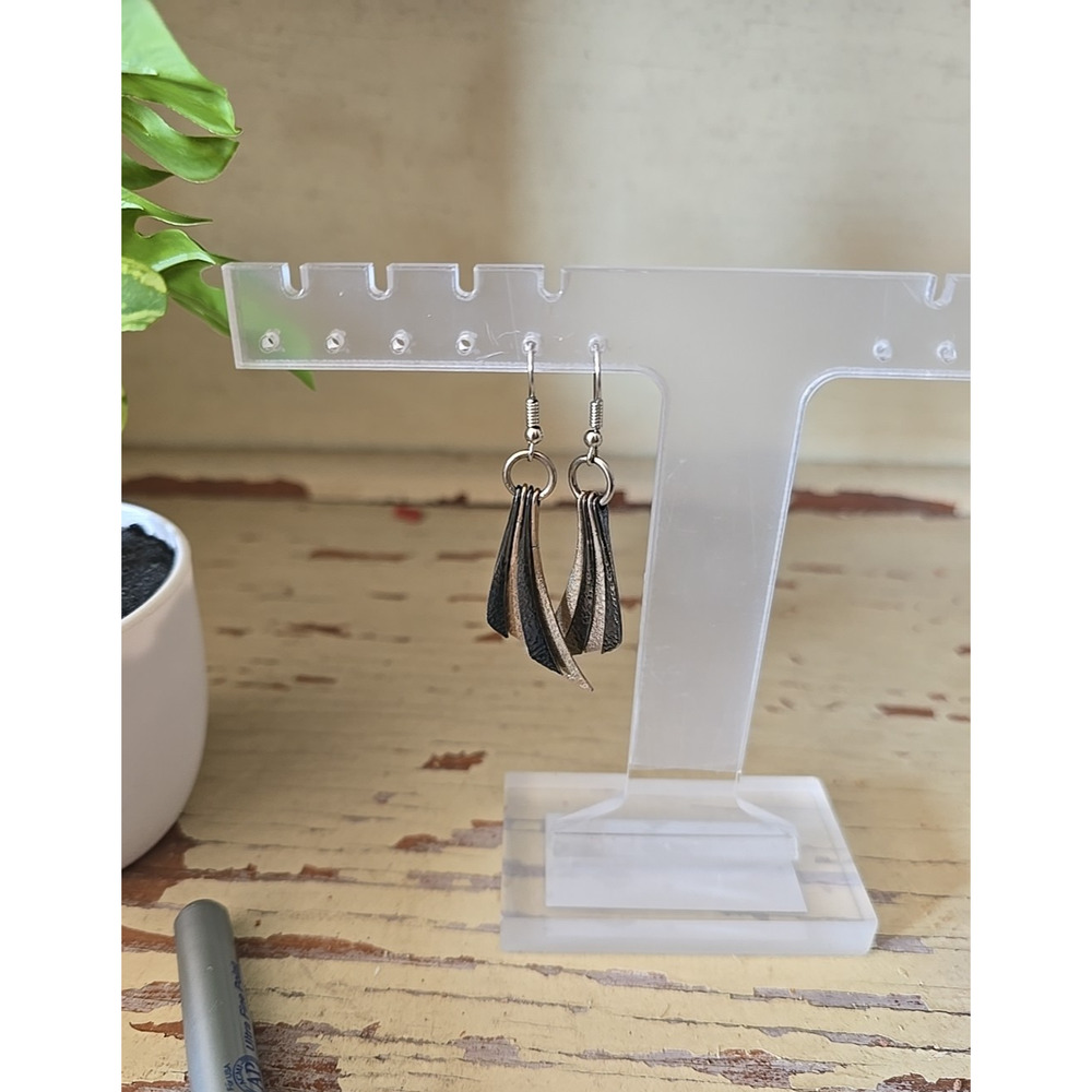 Vtg Silver Tone Elegant Minimalist Statement Fashion Jewelry Drop Dangle Earring